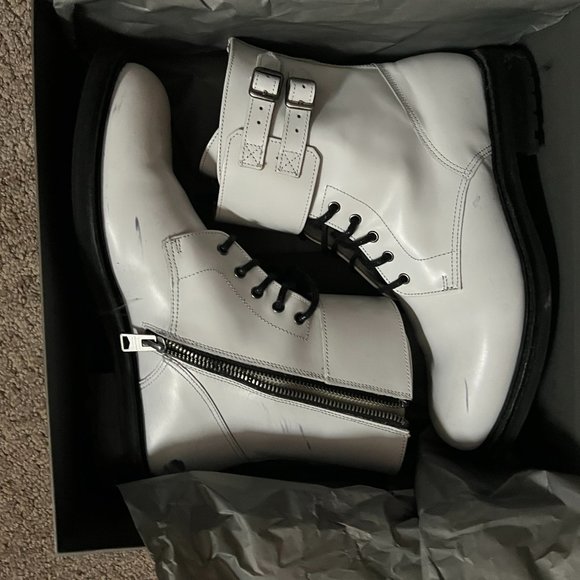 All Saints White Leather Boot Sz. 10 - Picture 1 of 6